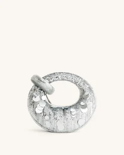 Abacus Metallic Sequin Mini Top Handle Bag - Silver