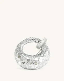 Abacus Metallic Sequin Mini Top Handle Bag - Silver