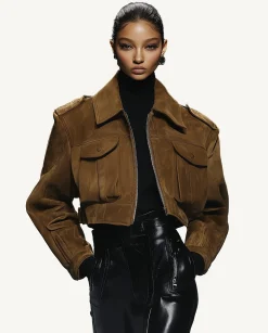 Adeline Faux Suede Jacket - Brown