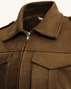 Adeline Faux Suede Jacket - Brown