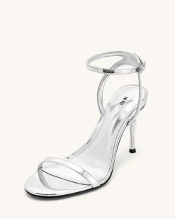 Alivia Gold Metal Heel Sandals - Silver