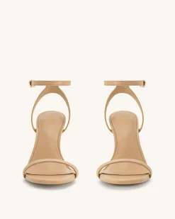 Alivia Gold Metal Heel Sandals - Khaki