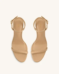 Alivia Gold Metal Heel Sandals - Khaki
