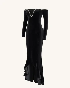 Allison Off-Shoulder Evening Gown - Black