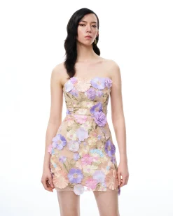 Amelie Floral Embroidered Mini Dress - Pastel Multi