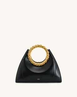 Amiya Leaf Handle Sculpture Bag - Black