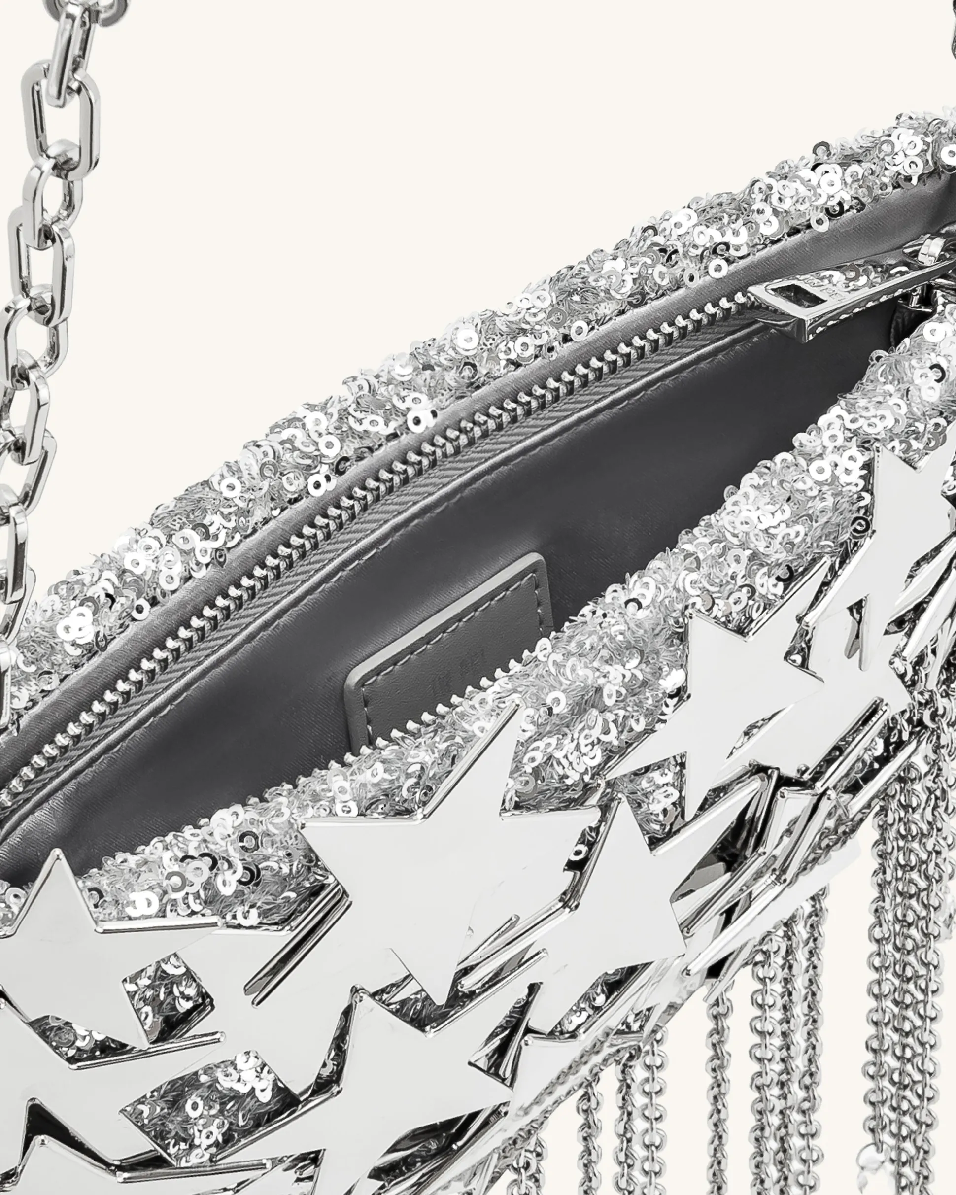 Anika Star-Embellished Chain Bag - Silver