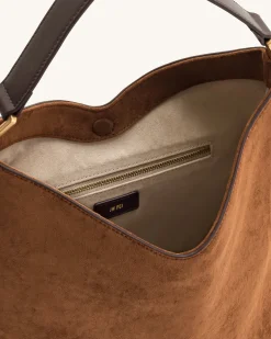 Aria Faux Suede Shoulder Bag - Brown