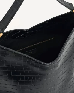 Aria Shoulder Bag - Black Croc
