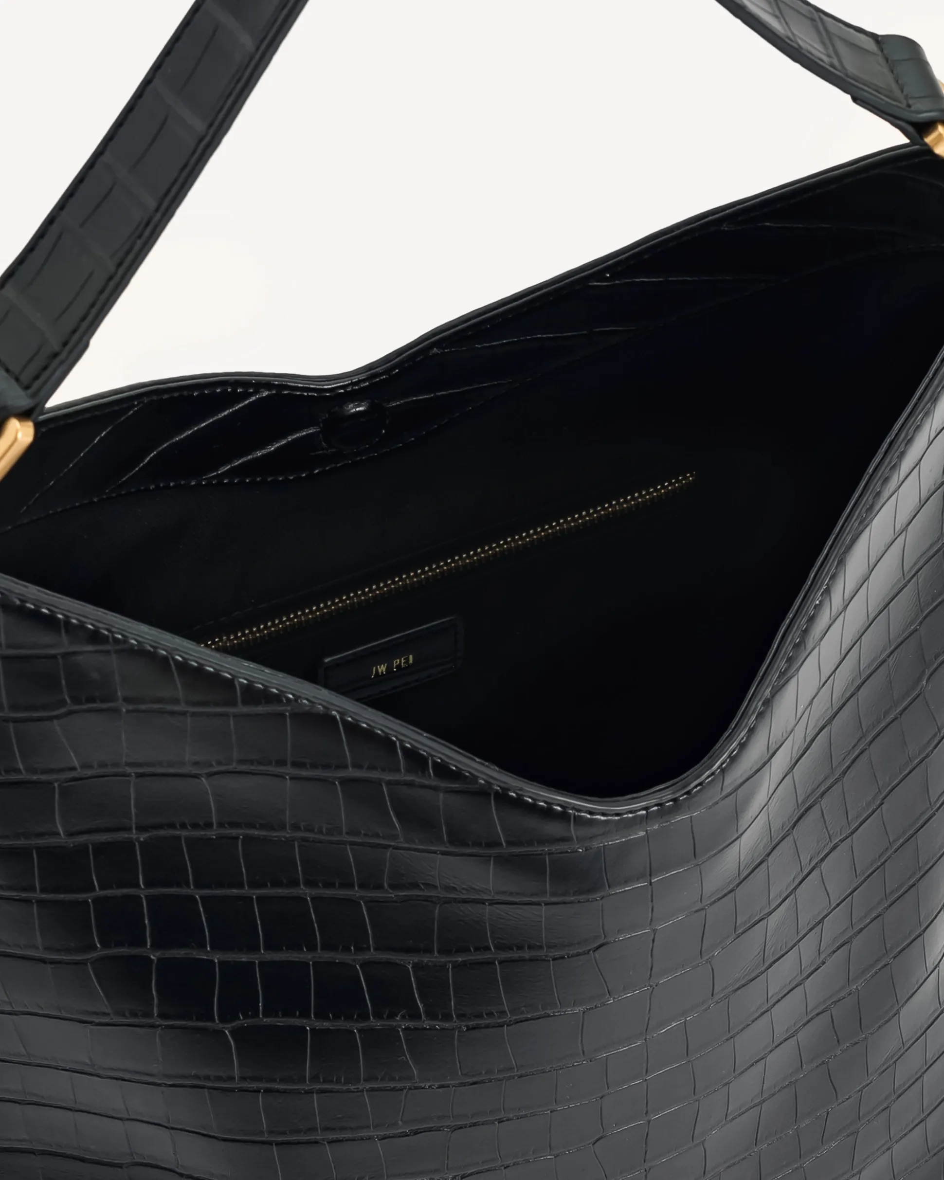 Aria Shoulder Bag - Black Croc