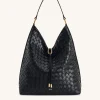 Aria Woven Texture Shoulder Bag - Black