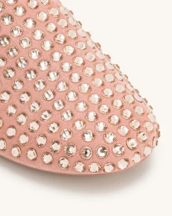 Athena Artificial Crystal Flat Mules - Pink Beige