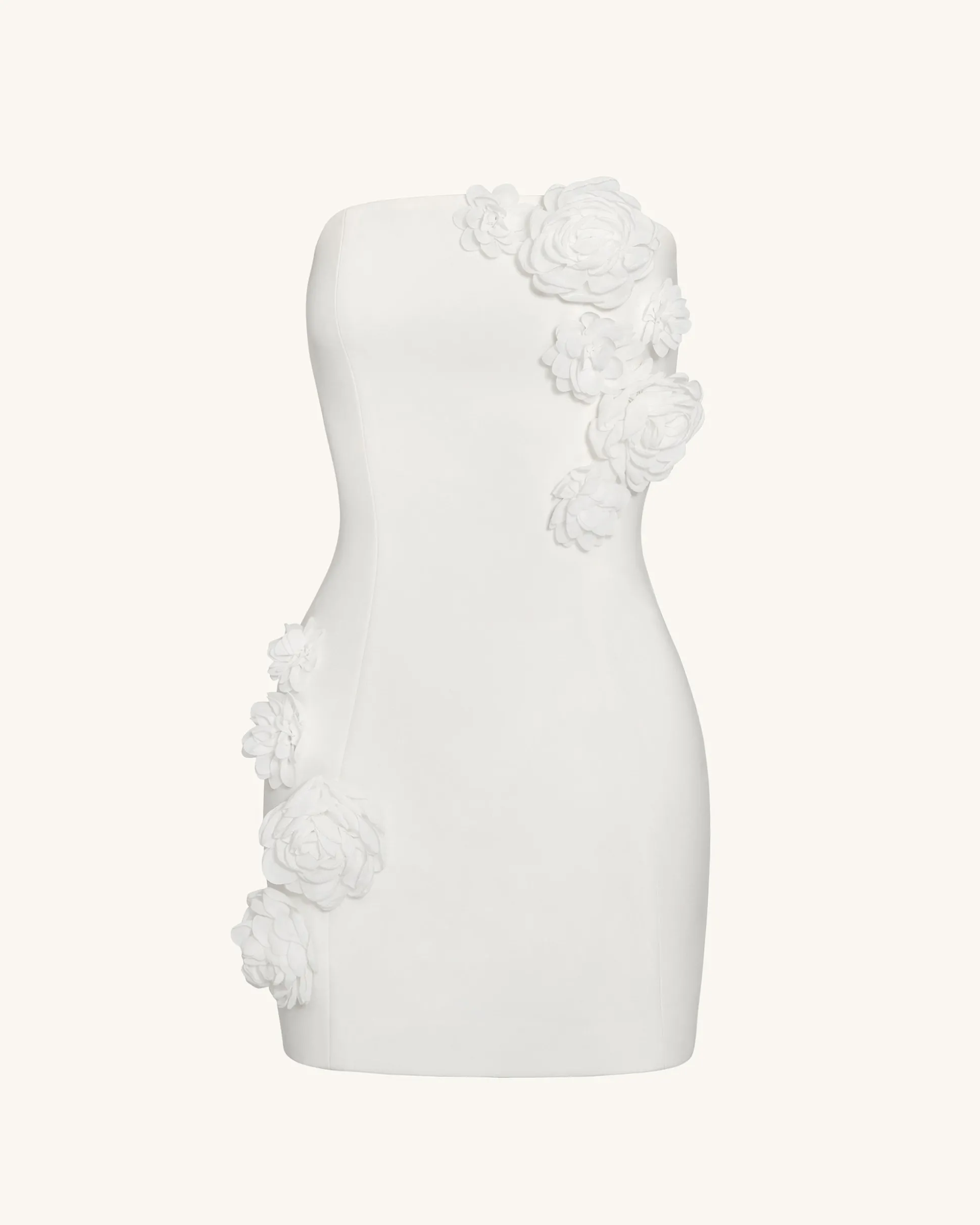 Blossoming Elegance Strapless Dress - White