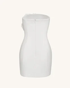 Blossoming Elegance Strapless Dress - White