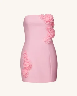 Blossoming Elegance Strapless Dress - Pink