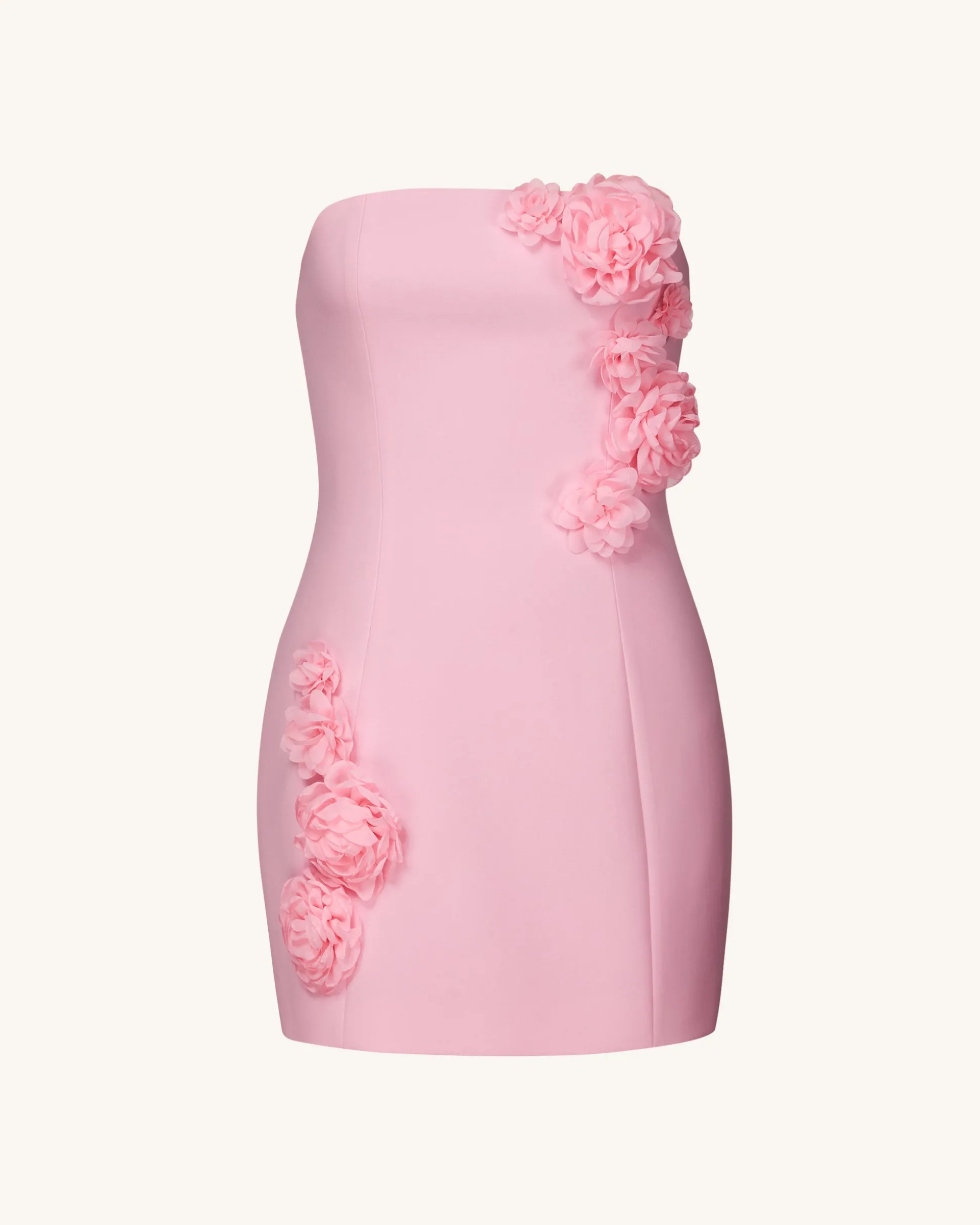 Blossoming Elegance Strapless Dress - Pink