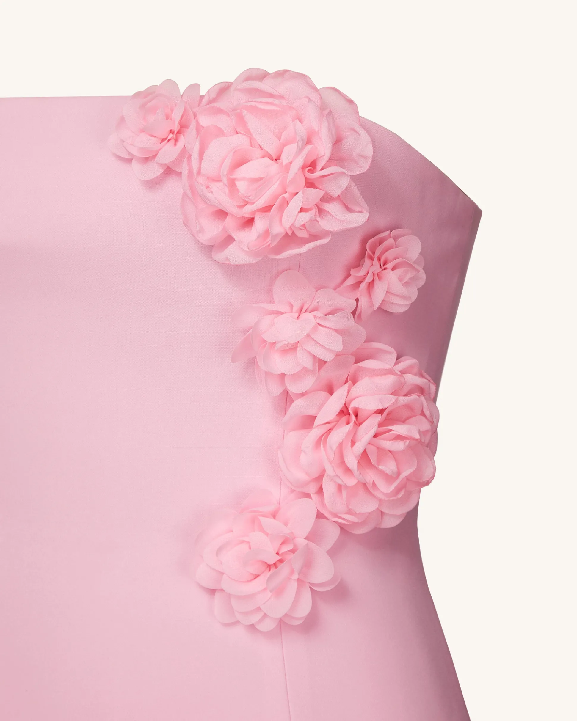 Blossoming Elegance Strapless Dress - Pink