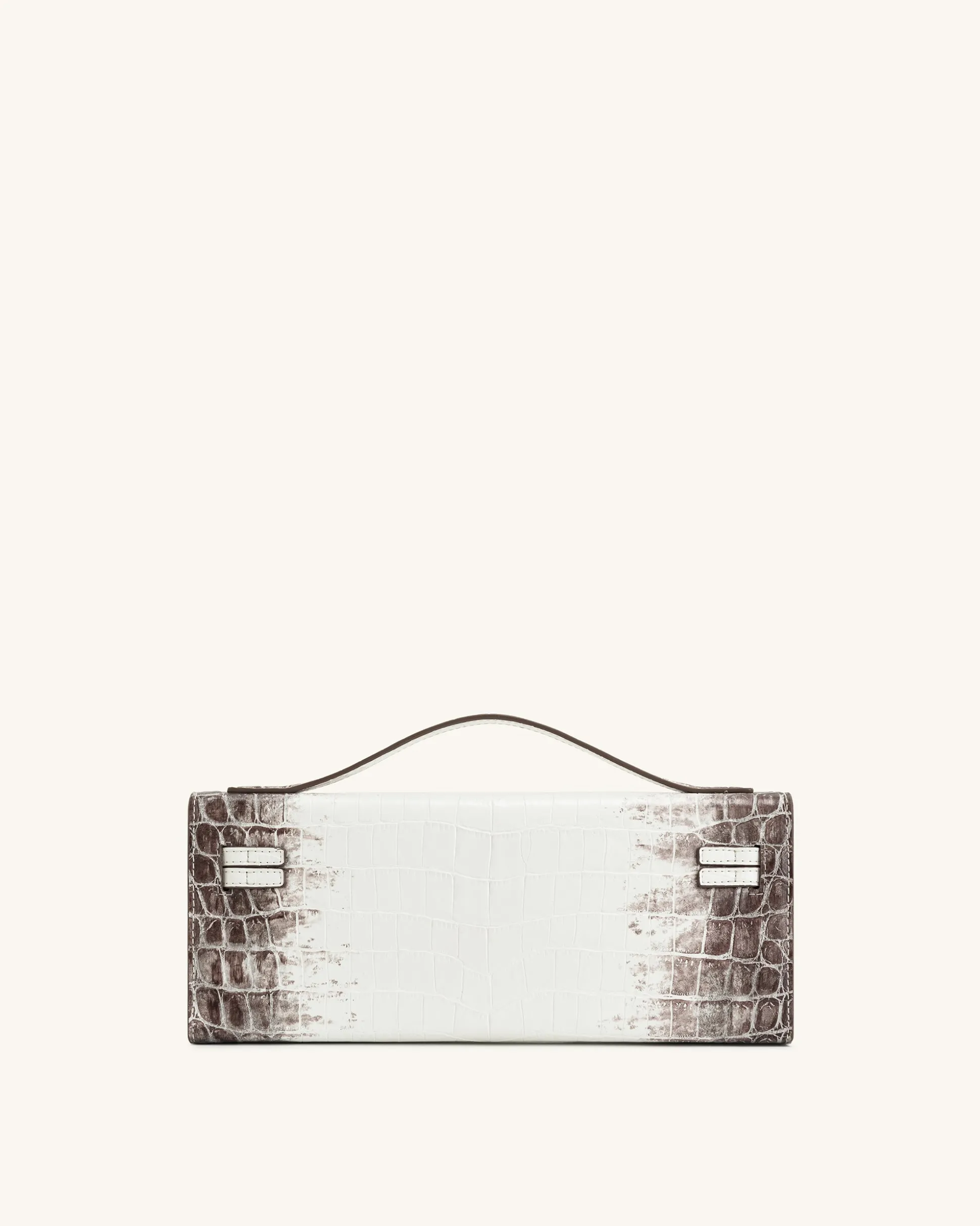 Bria Structured Top Handle Bag - White Croc