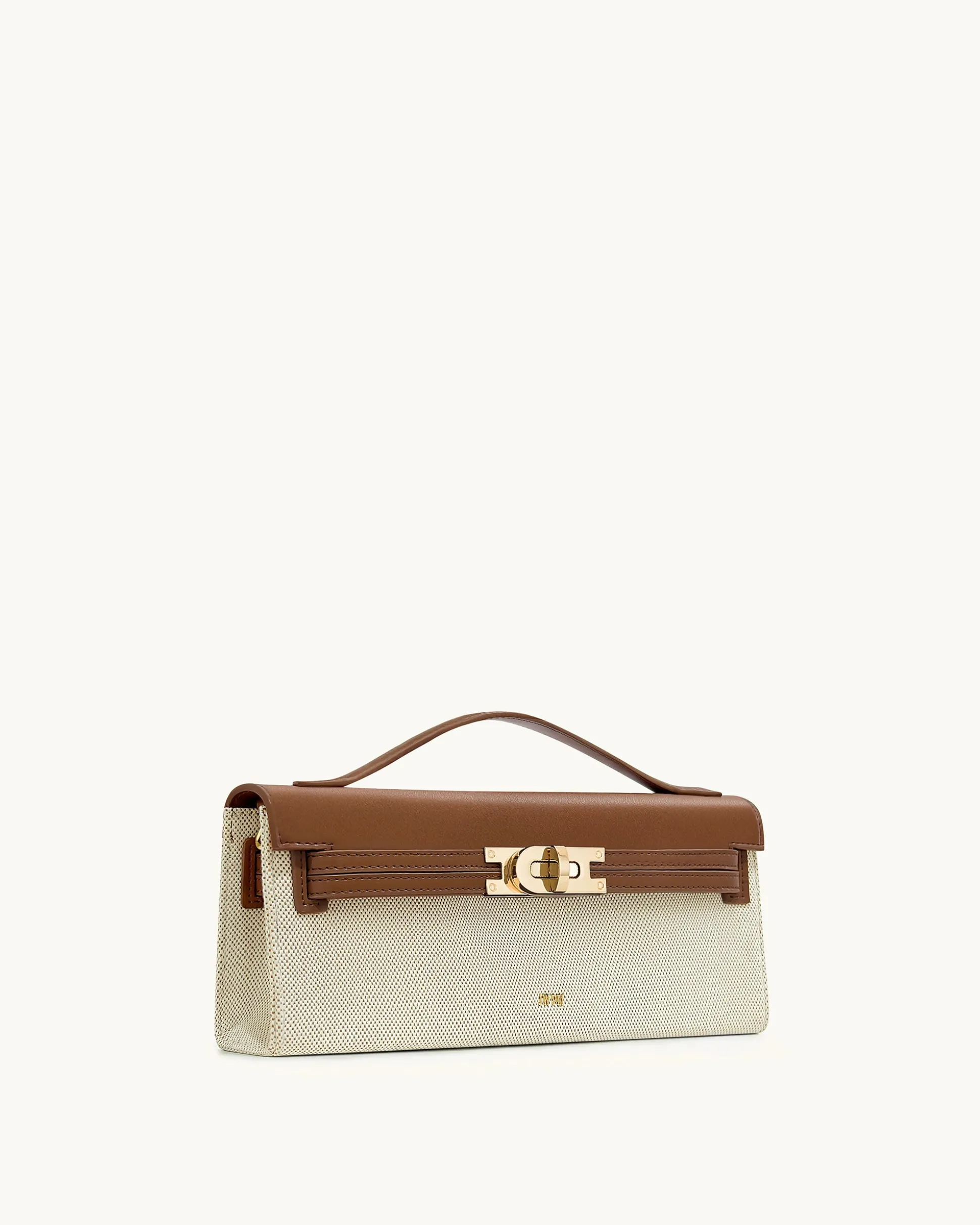 Bria Structured Top Handle Bag - Brown Canvas