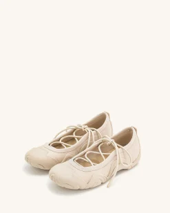 Caitlin Lace-up Ballerina Sneakers - Beige