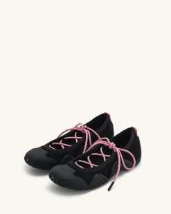 Caitlin Lace-up Ballerina Sneakers - Black