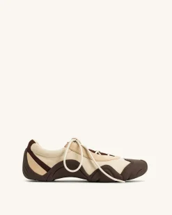 Caitlin Lace-up Ballerina Sneakers - Light Brown