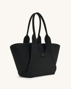 Cara Faux Suede Tote Bag - Black