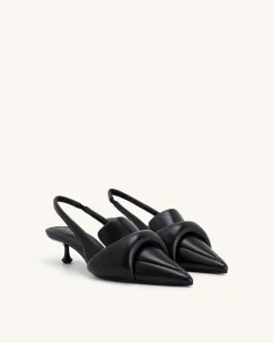 Carla Soft Padded Kitten Heel Pumps - Black