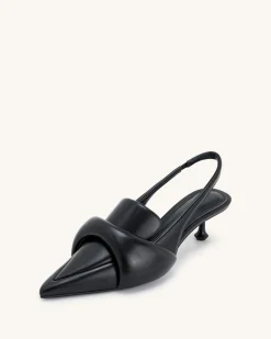 Carla Soft Padded Kitten Heel Pumps - Black