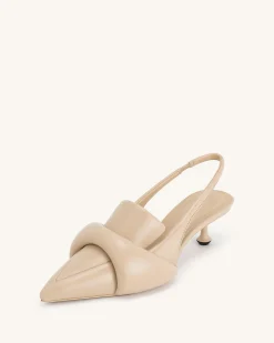 Carla Soft Padded Kitten Heel Pumps - Apricot