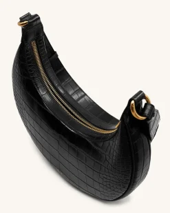 Carly Saddle Bag - Black Croc