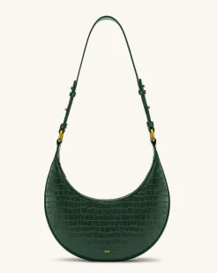 Carly Saddle Bag - Dark Green Croc