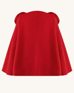 Clara Floral Applique Cape Coat - Red