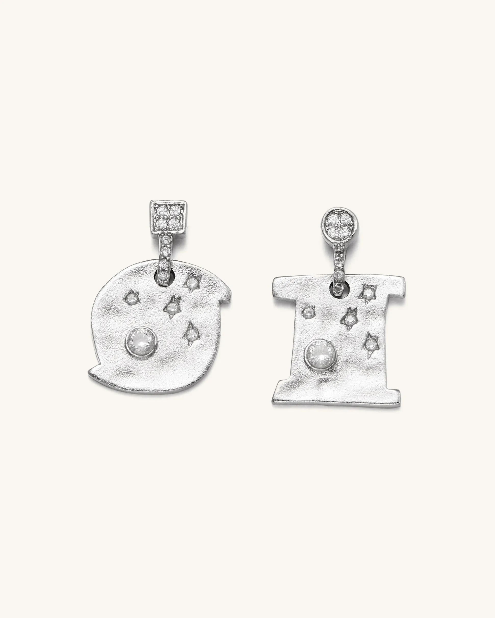 Cosmos Earrings - 18ct White Gold Plated & White Zircon