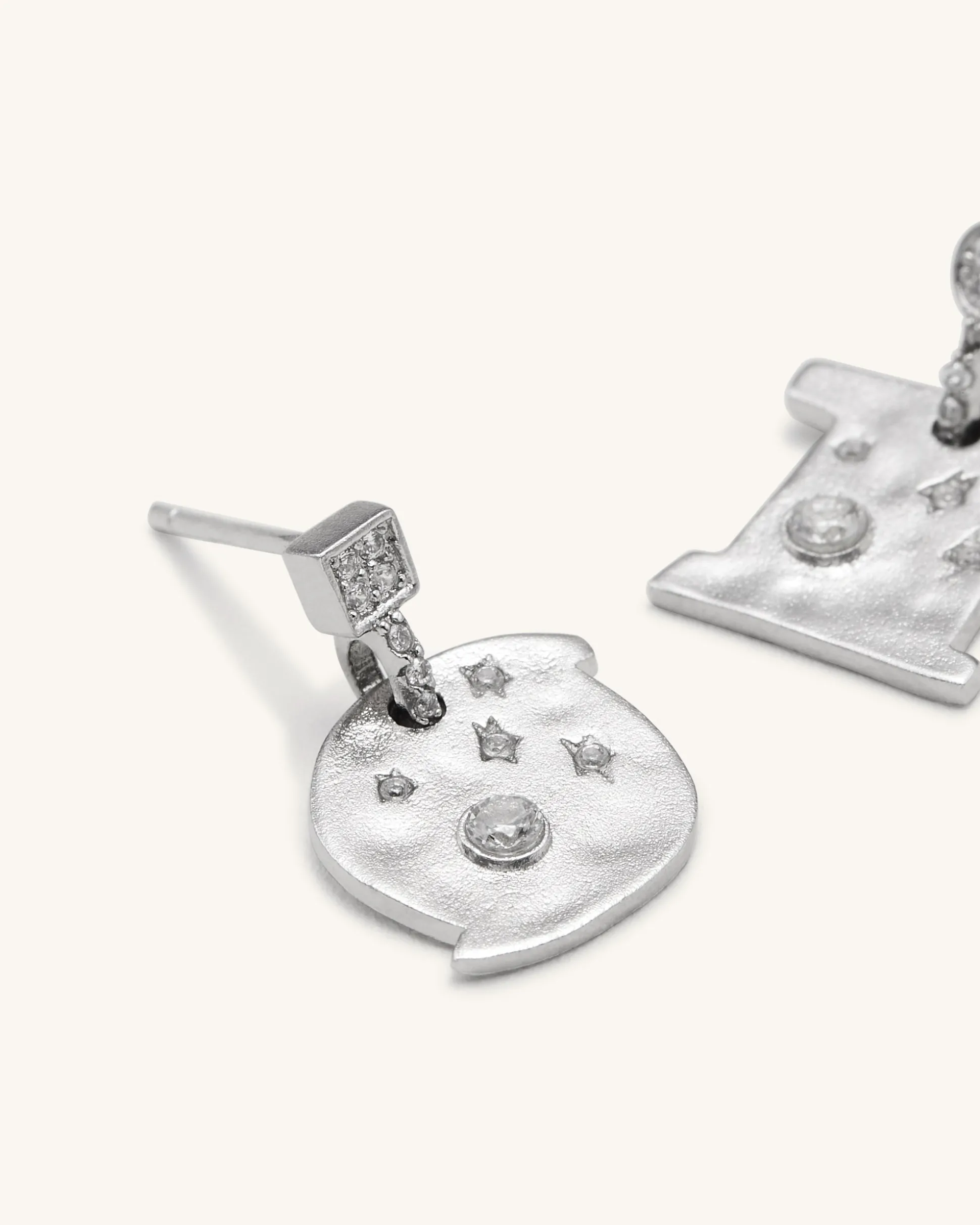 Cosmos Earrings - 18ct White Gold Plated & White Zircon