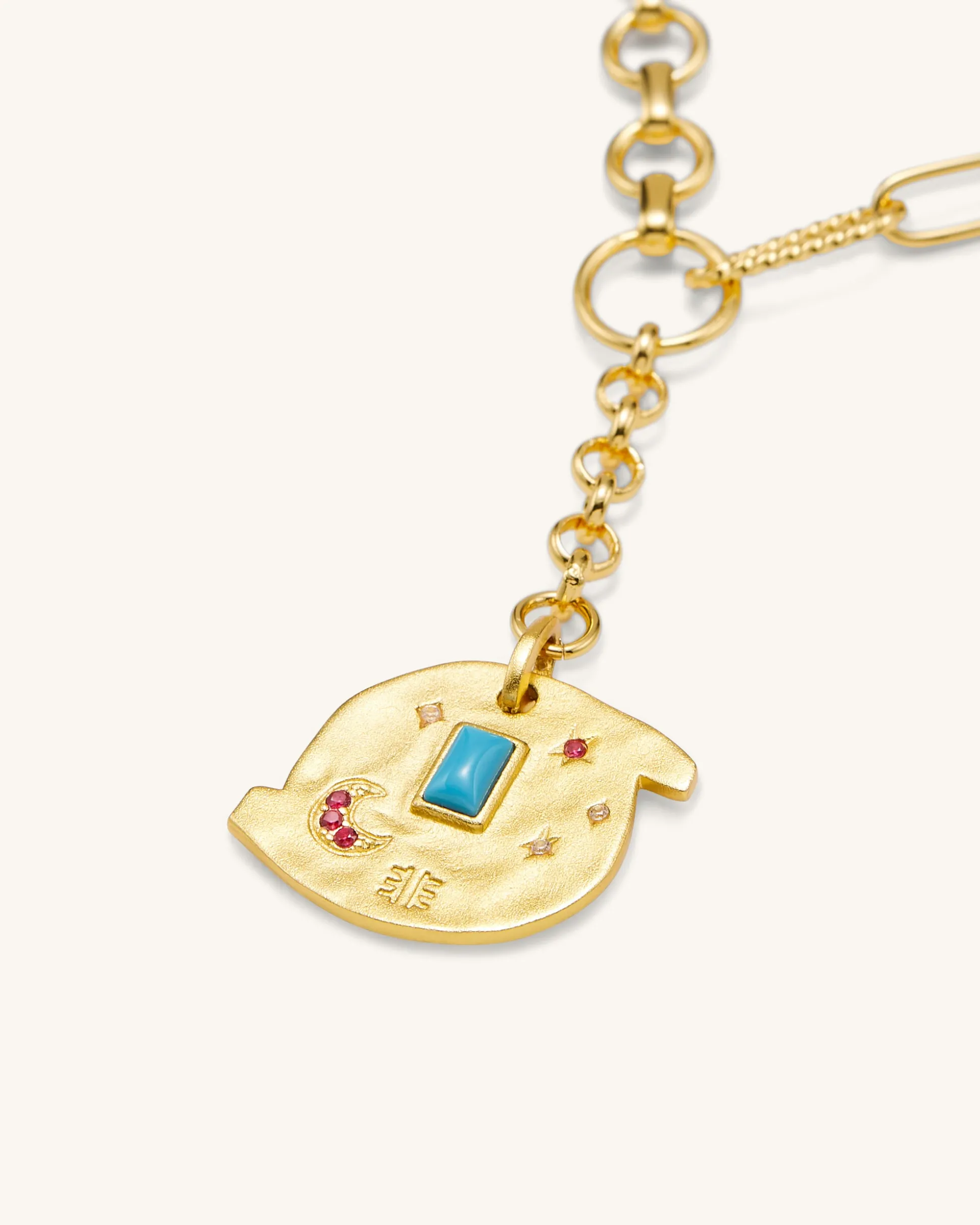 Cosmos Round Necklace - 18ct Gold Plated & Multicolor Zircon