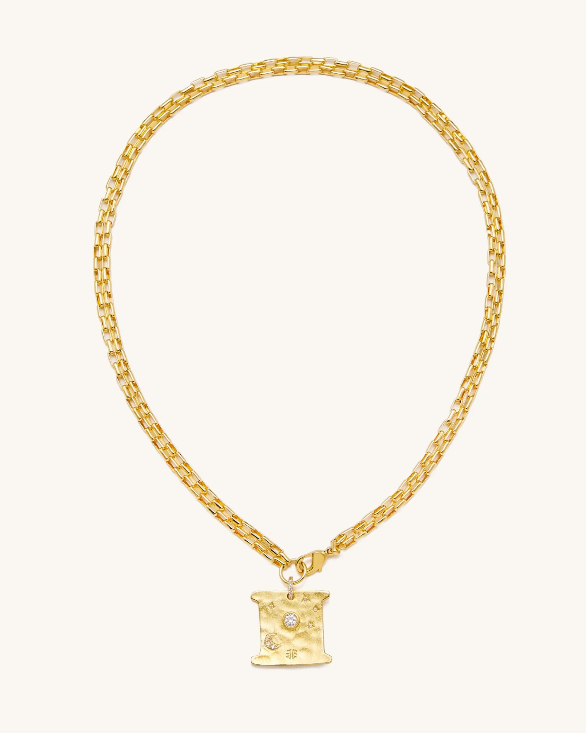 Cosmos Square Necklace - 18ct Gold Plated & White Zircon