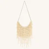 Elaine Pearl-Embellished Fringe Bag - White