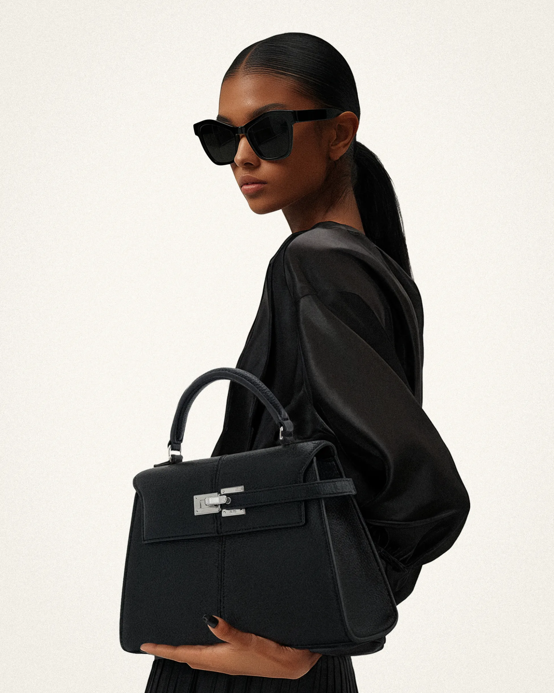 Elise Large Top Handle Bag - Black