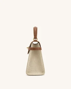 Elise Large Top Handle Bag - Brown Canvas