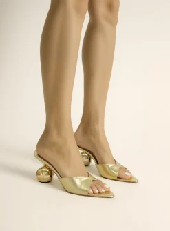 Ellie Sphere Heel Mules - Gold