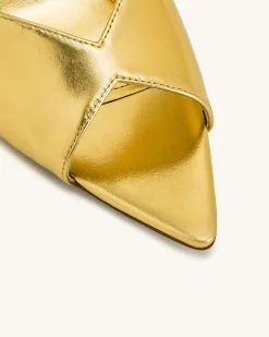 Ellie Sphere Heel Mules - Gold