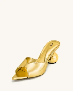 Ellie Sphere Heel Mules - Gold