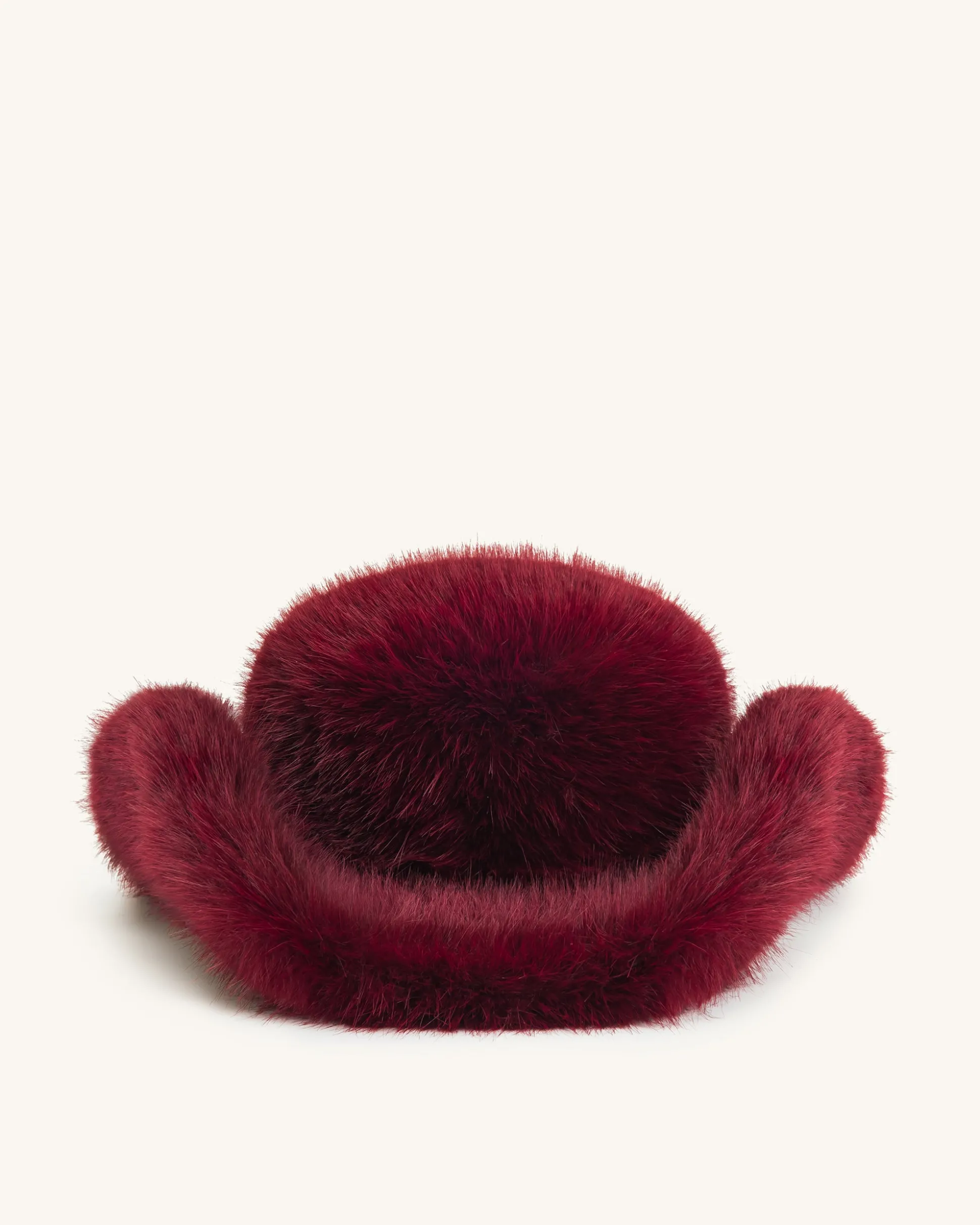 Elora Faux Fur Cowboy Hat - Burgundy