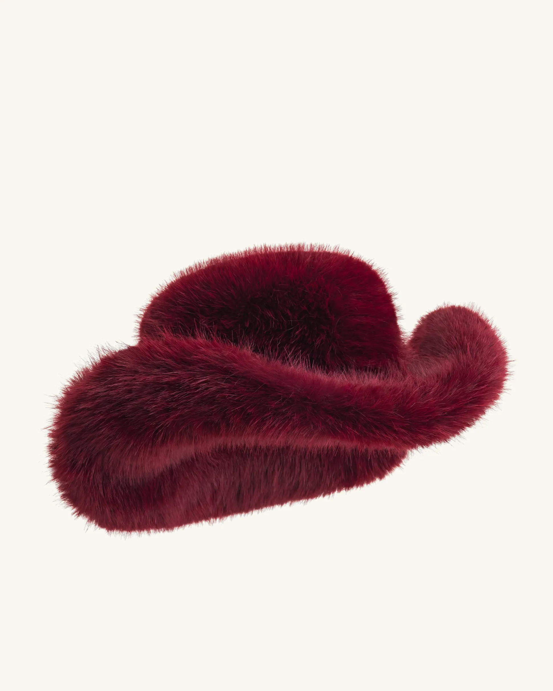 Elora Faux Fur Cowboy Hat - Burgundy