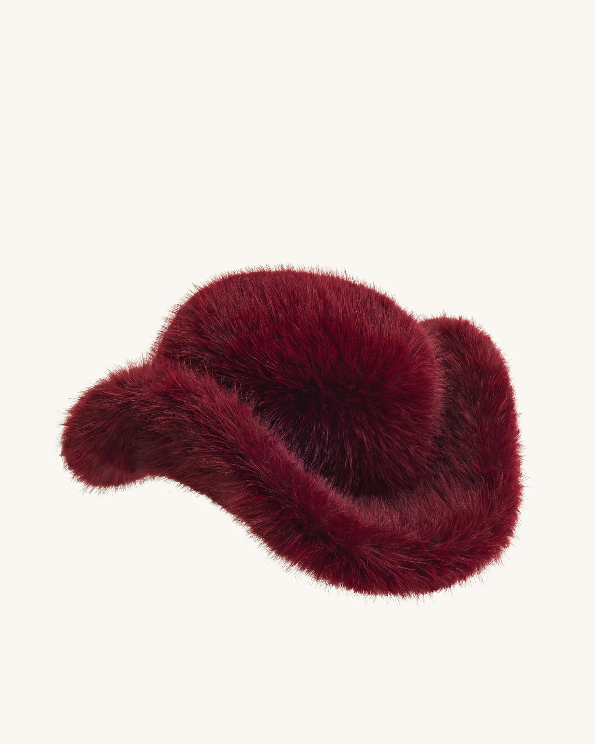 Elora Faux Fur Cowboy Hat - Burgundy