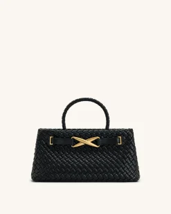 Elora Woven Tote Bag - Black