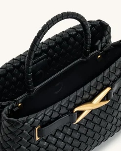 Elora Woven Tote Bag - Black