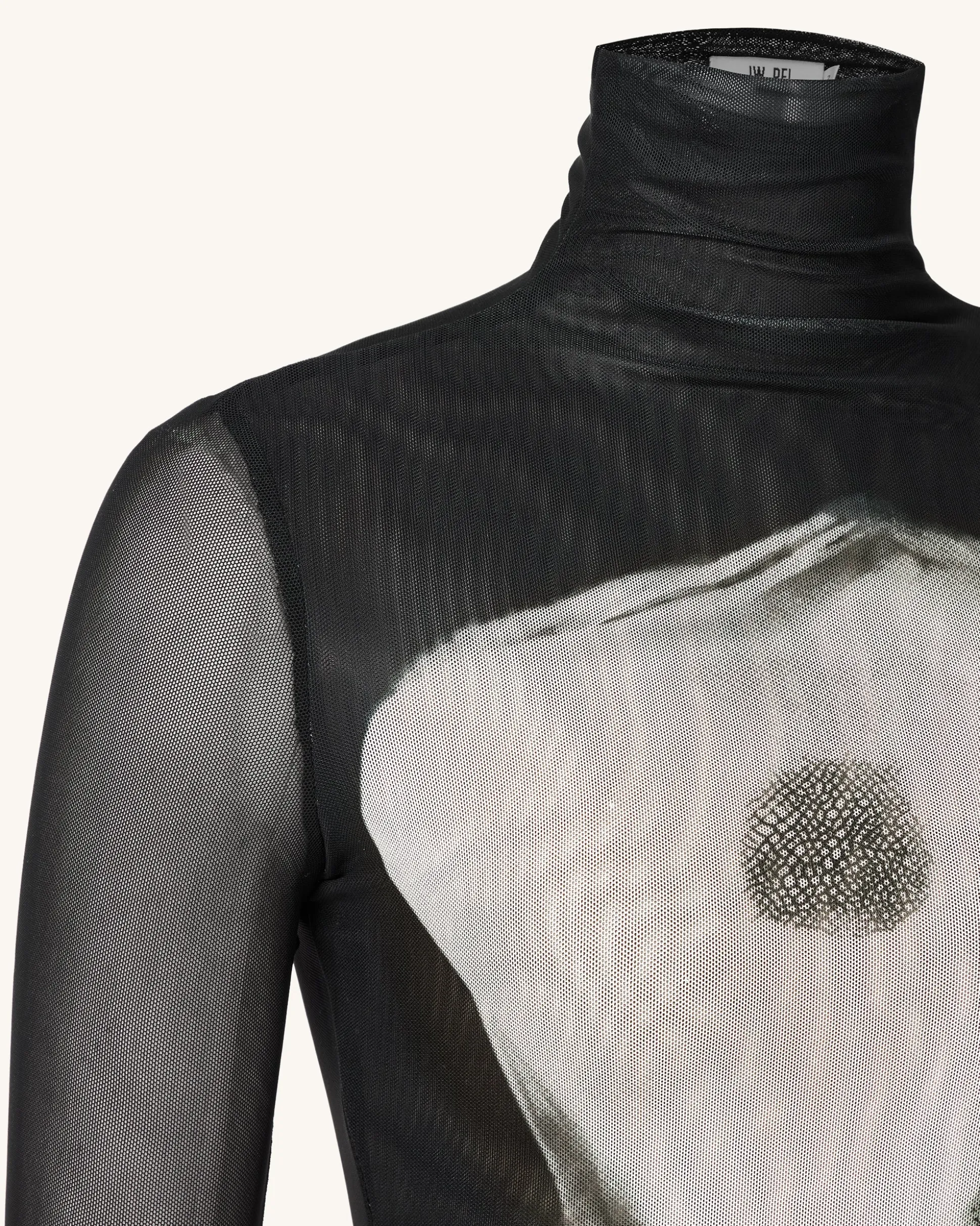 Eva Body Print Mesh Dress - Black and White