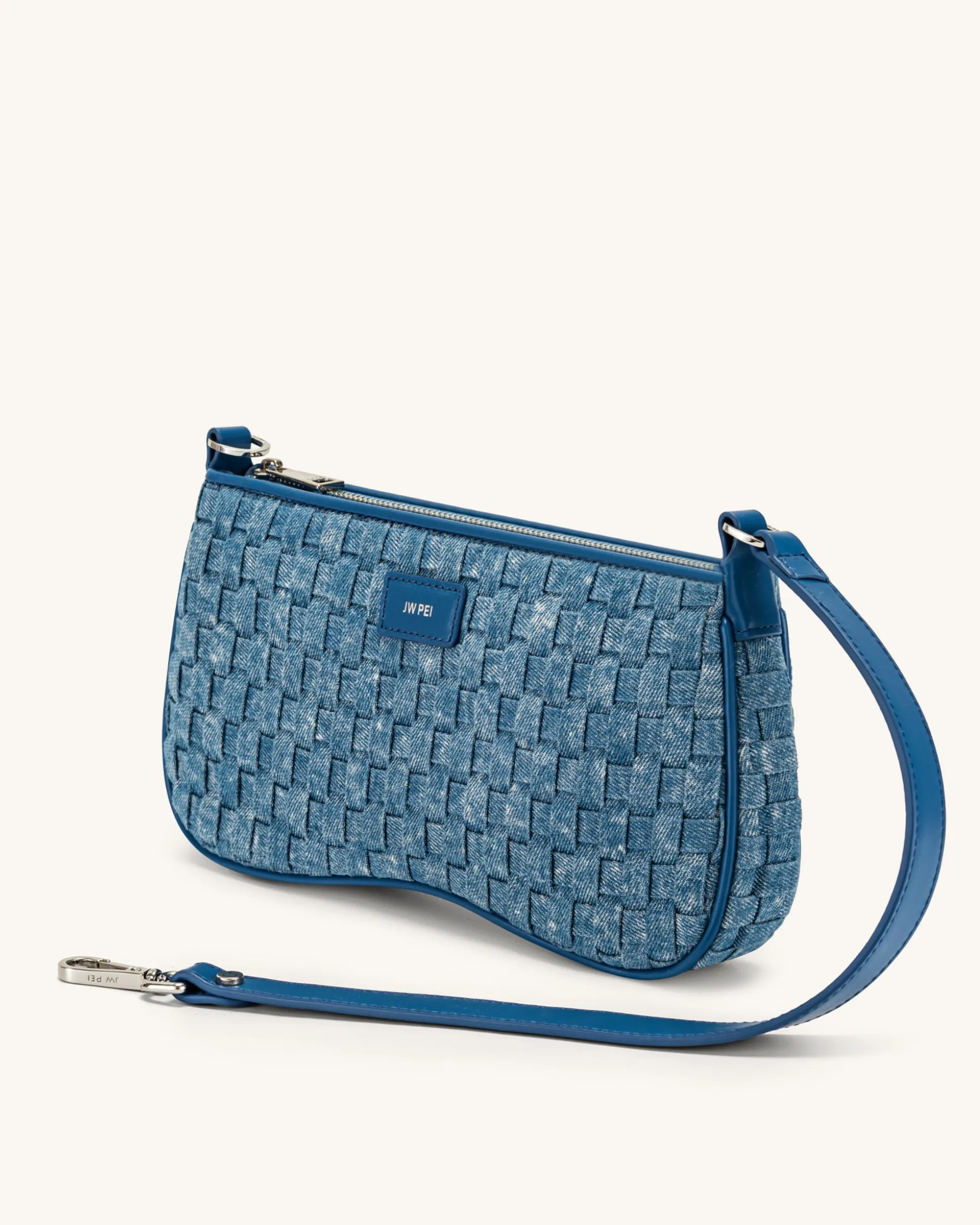 Eva Shoulder Handbag - Blue Denim Weave